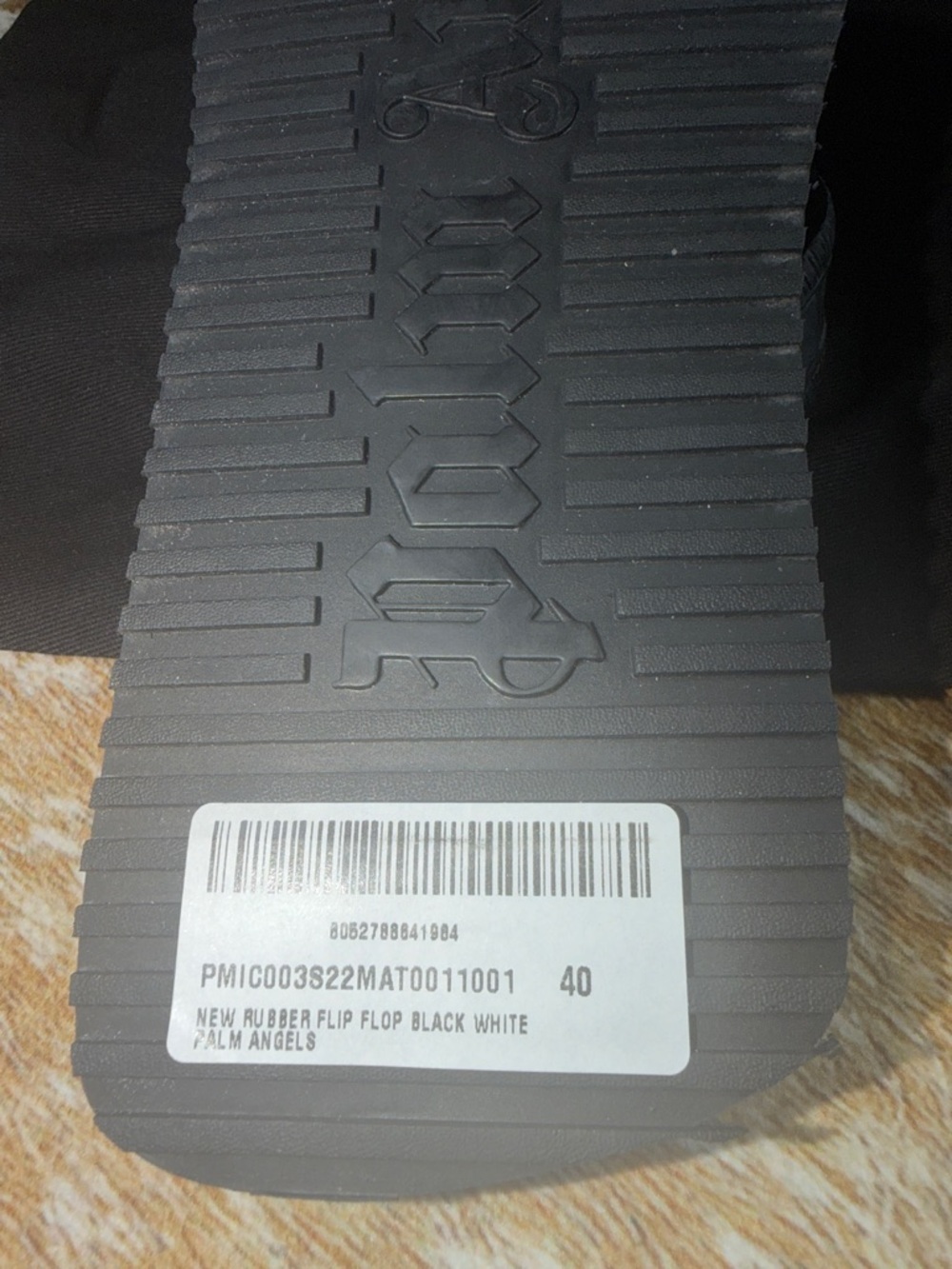 NIB Authentic Men’s Palm Angels Black Logo Flip Flops Sz 40 / US Men’s sz 8 - Picture 6 of 10